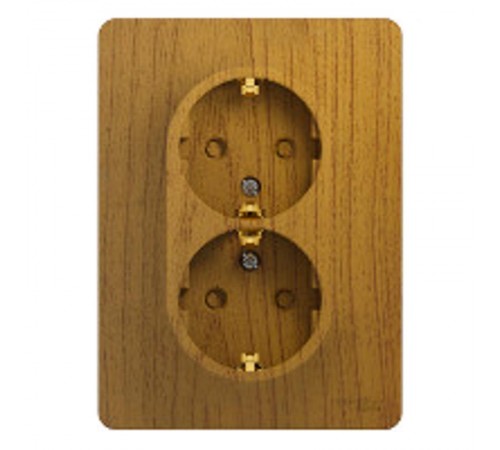 Glossa Дерево Дуб Розетка 2-я с заземлением со шторками (в сборе с рамкой)  GSL000526  SE