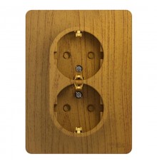 Glossa Дерево Дуб Розетка 2-я с заземлением со шторками (в сборе с рамкой)  GSL000526  SE