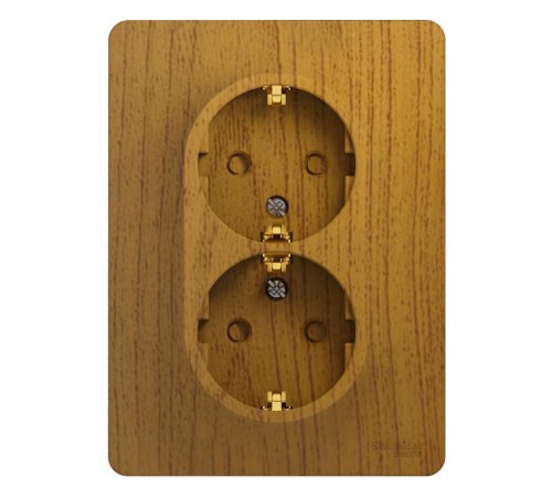 Glossa Дерево Дуб Розетка 2-я с заземлением со шторками (в сборе с рамкой)  GSL000526  SE