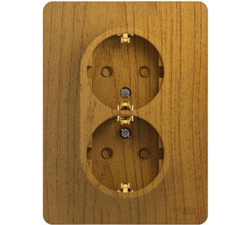 Glossa Дерево Дуб Розетка 2-я с заземлением со шторками (в сборе с рамкой)  GSL000526  SE