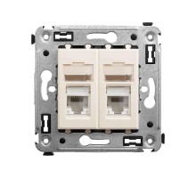 Компьютерная розетка RJ-45 в стену, кат.6А двойная, "Avanti", "Ванильная дымка"  4405374  DKC
