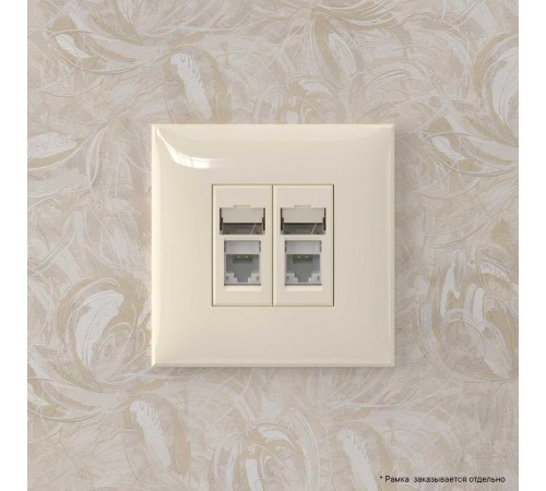 Компьютерная розетка RJ-45 в стену, кат.6А двойная, "Avanti", "Ванильная дымка"  4405374  DKC