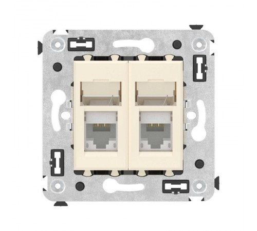 Компьютерная розетка RJ-45 в стену, кат.6А двойная, "Avanti", "Ванильная дымка"  4405374  DKC