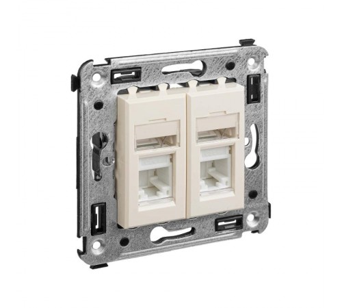 Компьютерная розетка RJ-45 в стену, кат.6А двойная, "Avanti", "Ванильная дымка"  4405374  DKC