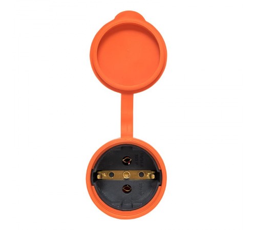 Роз. перенос. с защитной крышкой оранжевая каучуковая 230В 2P+PE 16A IP44 EKF PRO   RPS-012-16-230-44-ro   EKF