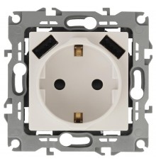 12-4109-02 Розетка с заземлением 16A-250В, штор. с 2xUSB 5В-3А, 12, слоновая кость   Б0047841  ЭРА