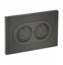 FORTE&PIANO Розетка 2-я без заземления, без шторок безвинтовое крепление 10А FP326 серый  FP-R20-10-1-K03  IEK