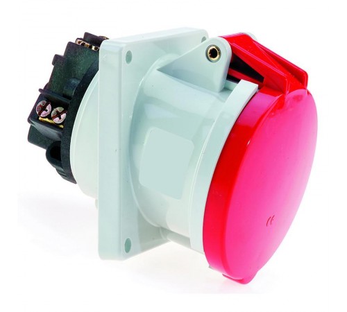 Розетка встраиваемая наклонная 63A 5р(3P+N+PE) 6h 400V IP44 114х114 1202 I 1202-Bals I Bals