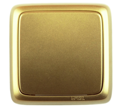 Выключатель открытой установки, одноклавишный, с изолирующей пластиной, цвет золото  ВА10-113-07  HEGEL