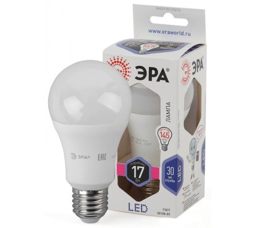 Лампа светодиодная LED 17Вт Е27 6000К A60-17W-860-E27  Б0031701  ЭРА