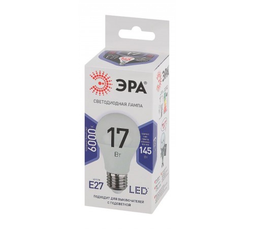 Лампа светодиодная LED 17Вт Е27 6000К A60-17W-860-E27  Б0031701  ЭРА