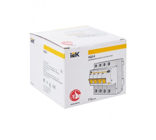 Выключатель автоматический дифференциального тока АД14 4п 32А C 100мА тип AC (5 мод)  MAD10-4-032-C-100  IEK
