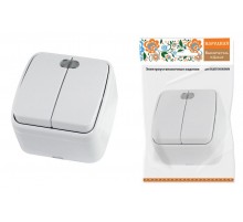 Выключатель 2-кл. открытой установки с подсветкой IP20 10А, белый "Дача" Народная  SQ1824-0004  TDM