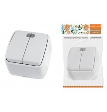 Выключатель 2-кл. открытой установки с подсветкой IP20 10А, белый "Дача" Народная  SQ1824-0004  TDM