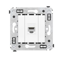 Компьютерная розетка RJ-45 без шторки в стену, кат.5е одинарная, "Avanti", "Белое облако"  4400663  DKC