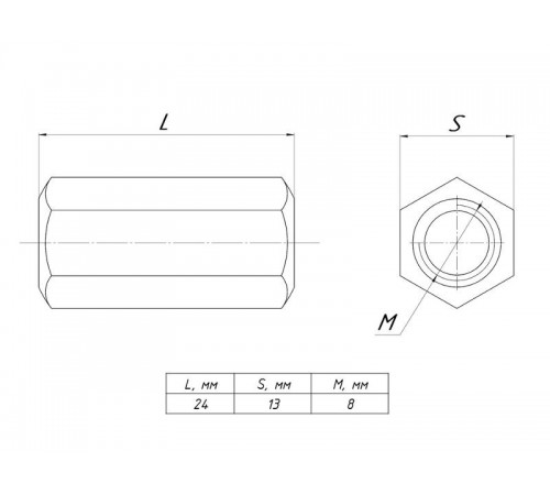 Гайка соед. М8 TDZ (50 шт)  gsm8-TDZ  EKF