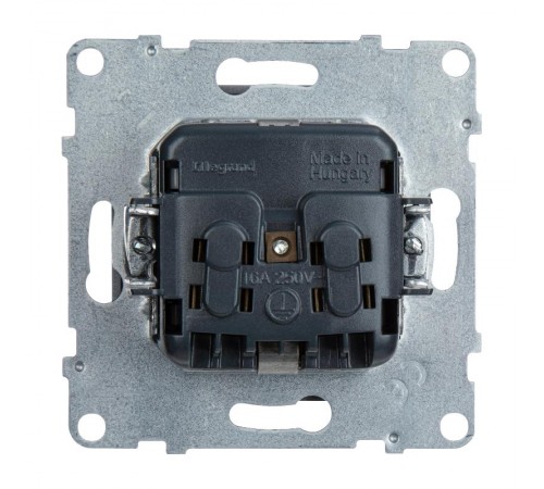 SUNO Силовая розетка 2К+З 16А 250В с защитными шторками. Винтовые зажимы. Цвет "Алюминий"  721324  Legrand