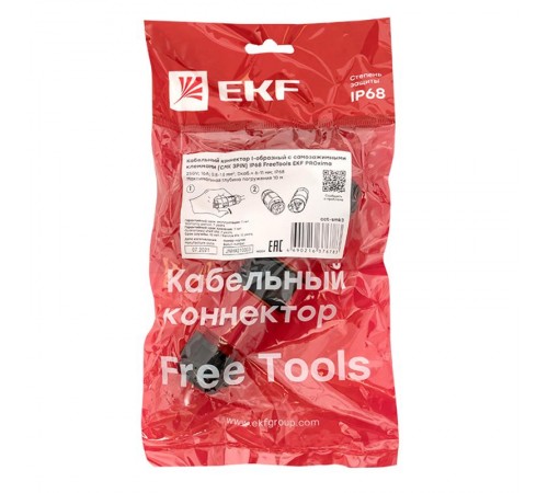 Кабельный коннектор I-образный разъемный (СМК 3PIN) IP68 FreeTools PROxima  cct-smk3  EKF