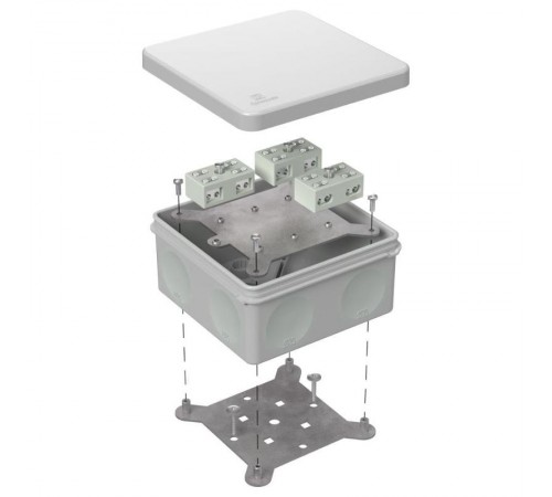 Коробка огнестойкая разветвительная для о/п двухкомпонентная 60-0300-FR6.0-4-6-Р Е15-Е60 RAL7035 100х100х50 (14 шт/кор) серая  60-0300-7035-FR6.0-4-6