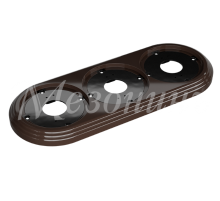 Рамка трехместная пластиковая, 234x92x14 мм, цвет - коричневый, серия УСАДЬБА, ТМ МЕЗОНИНЪ