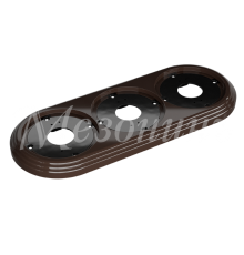 Рамка трехместная пластиковая, 234x92x14 мм, цвет - коричневый, серия УСАДЬБА, ТМ МЕЗОНИНЪ