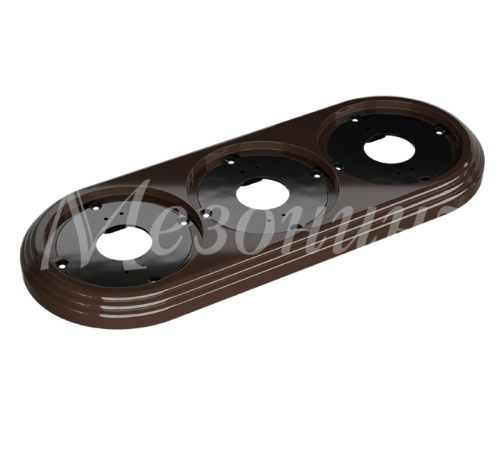 Рамка трехместная пластиковая, 234x92x14 мм, цвет - коричневый, серия УСАДЬБА, ТМ МЕЗОНИНЪ