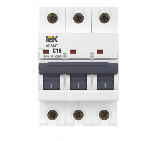 Выключатель автоматический трехполюсный M06N 3P C 16А 6кА ARMAT  AR-M06N-3-C016  IEK