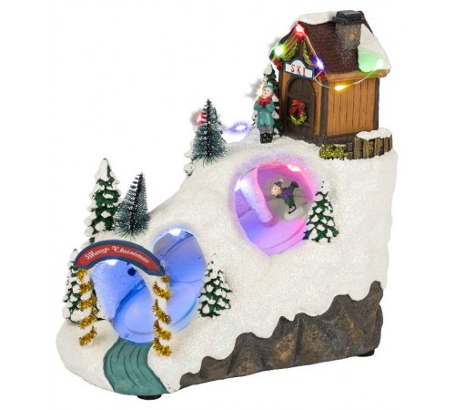 Фигура светодиодная новогодняя  EFIS-S06 композиция Лыжня мультиколор 3*АА 22*14*22 см  Б0060484  ЭРА