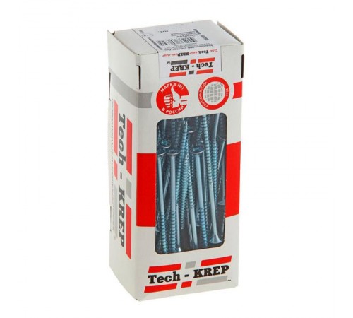 Саморезы универсальные 130х6,0 мм (50 шт) оцинкованные - коробка с окном ( 0,741 кг)  102215  Tech-KREP