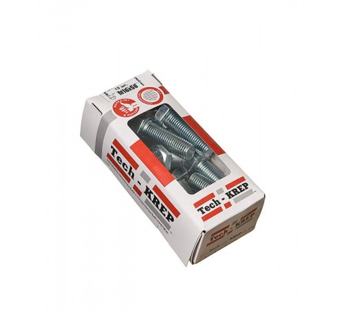 Болт DIN933 с шестигранной головкой оцинк. М16х50 (15 шт) - коробка с ок. Tech-K ( 1,577 кг)  126535  Tech-KREP