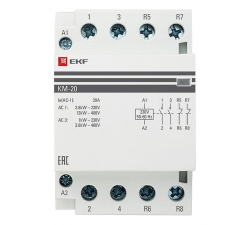 Контактор модульный КМ 20А 2NО+2NC (3 мод.) PROxima km-3-20-22  EKF