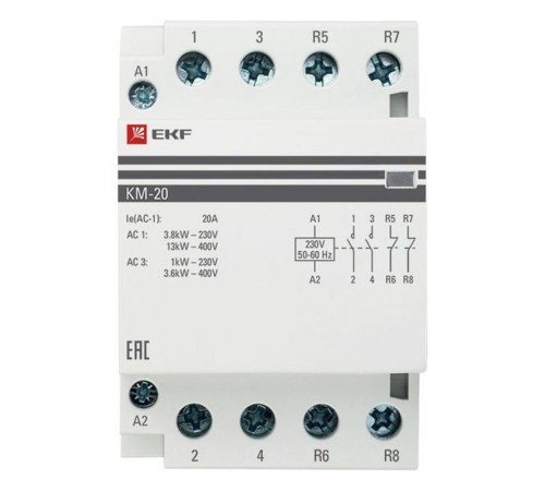 Контактор модульный КМ 20А 2NО+2NC (3 мод.) PROxima km-3-20-22  EKF