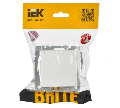 BRITE Розетка с заземлением со шторками с кр. 16А IP44 РСбш10-3-44-БрБ белый  BR-R16-16-44-K01  IEK