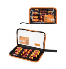 Набор диэлектрических отверток №3, тканевый пенал, 8 предметов, 1000 В, "ПрофиЭлектрик"  SQ1017-1203  TDM