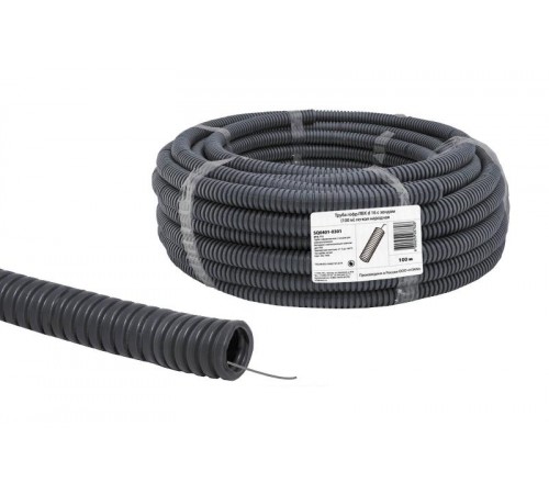 Труба гибкая гофрированная ПВХ 16мм с протяжкой лёгкая народная (100м)  SQ0401-0301  TDM