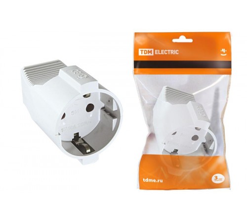 Кабельная розетка 2П+З  с з/ш 16А 250B белая  SQ1806-0031  TDM