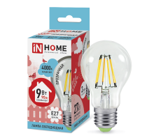 Лампа светодиодная LED-A60-deco 9Вт 230В Е27 4000К 810Лм прозр  4690612008073  IN HOME