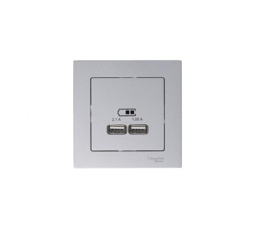 AtlasDesign Жемчуг Розетка USB, 5В, 1 порт x 2,1 А, 2 порта х 1,05 А, механизм  ATN000433  SE