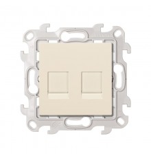 Розетка для передачи данных 2xRJ45 Cat.6 UTP цвета слоновая кость S24 Harmonie  2410600-031  Simon