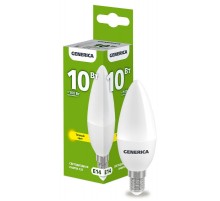 Лампа светодиодная C35 свеча 10Вт 230В 3000К E14   LL-C35-10-230-30-E14-G  GENERICA