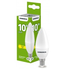 Лампа светодиодная C35 свеча 10Вт 230В 3000К E14   LL-C35-10-230-30-E14-G  GENERICA