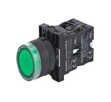 Кнопка управления NP2-EW3365 1НО+1НЗ зеленая AC/DC230В(LED), IP40 (R)  575718  CHINT