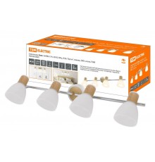 Светильник Спот, 4х40Вт, Е14, 230 В, 50 Гц, IP20, "Бутон", планка, ЭКО, сосна,  SQ0356-0005  TDM