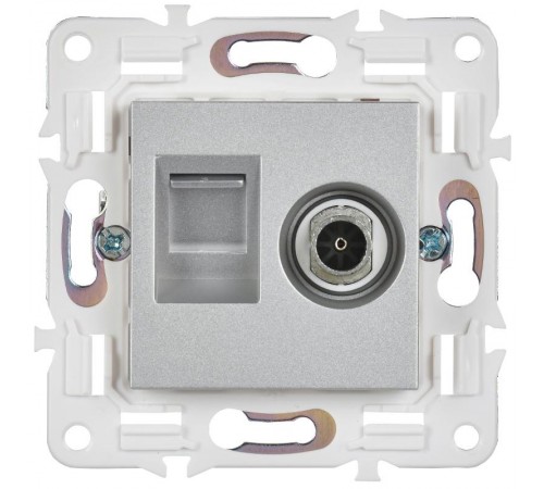 SKANDY Розетка двойная TV+RJ45 кат.5E SK-A14S серебряный   SK-AK20-1-K23  IEK
