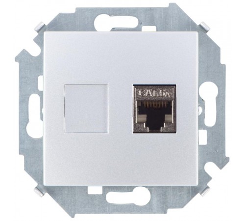 Simon 15 Алюминий Розетка компьютерная RJ45 кат.6а (АМР, FTP)  1591563-033  Simon