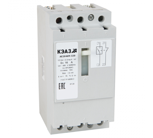Выключатель автоматический  АЕ2046М-320-1,25А-12Iн-400AC-НР110AC/DC-У3  259764  КЭАЗ