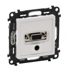 Valena LIFE Белый Розетка для аудио/видео устройств с разьемами HD15/гнездо Jack 3,5мм (с лицевой панелью)  753170  Legrand