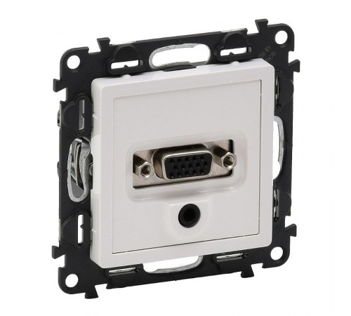 Valena LIFE Белый Розетка для аудио/видео устройств с разьемами HD15/гнездо Jack 3,5мм (с лицевой панелью)  753170  Legrand