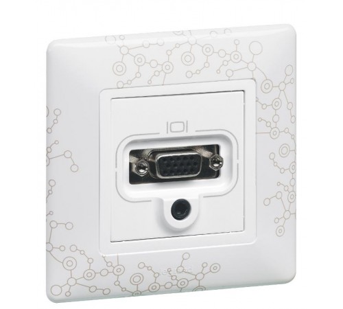 Valena LIFE Белый Розетка для аудио/видео устройств с разьемами HD15/гнездо Jack 3,5мм (с лицевой панелью)  753170  Legrand