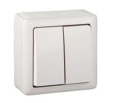 Хит Белый О/У с изолирующей пластиной Выключатель 2-клавишный 6А, 250В  VA56-232I-B  SE